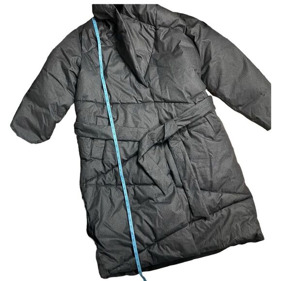 Anthropologie Bernardo WMNS 1X‎ Grey Wrap Puffer Jacket Belted Coat Long Shawl - Picture 5 of 14
